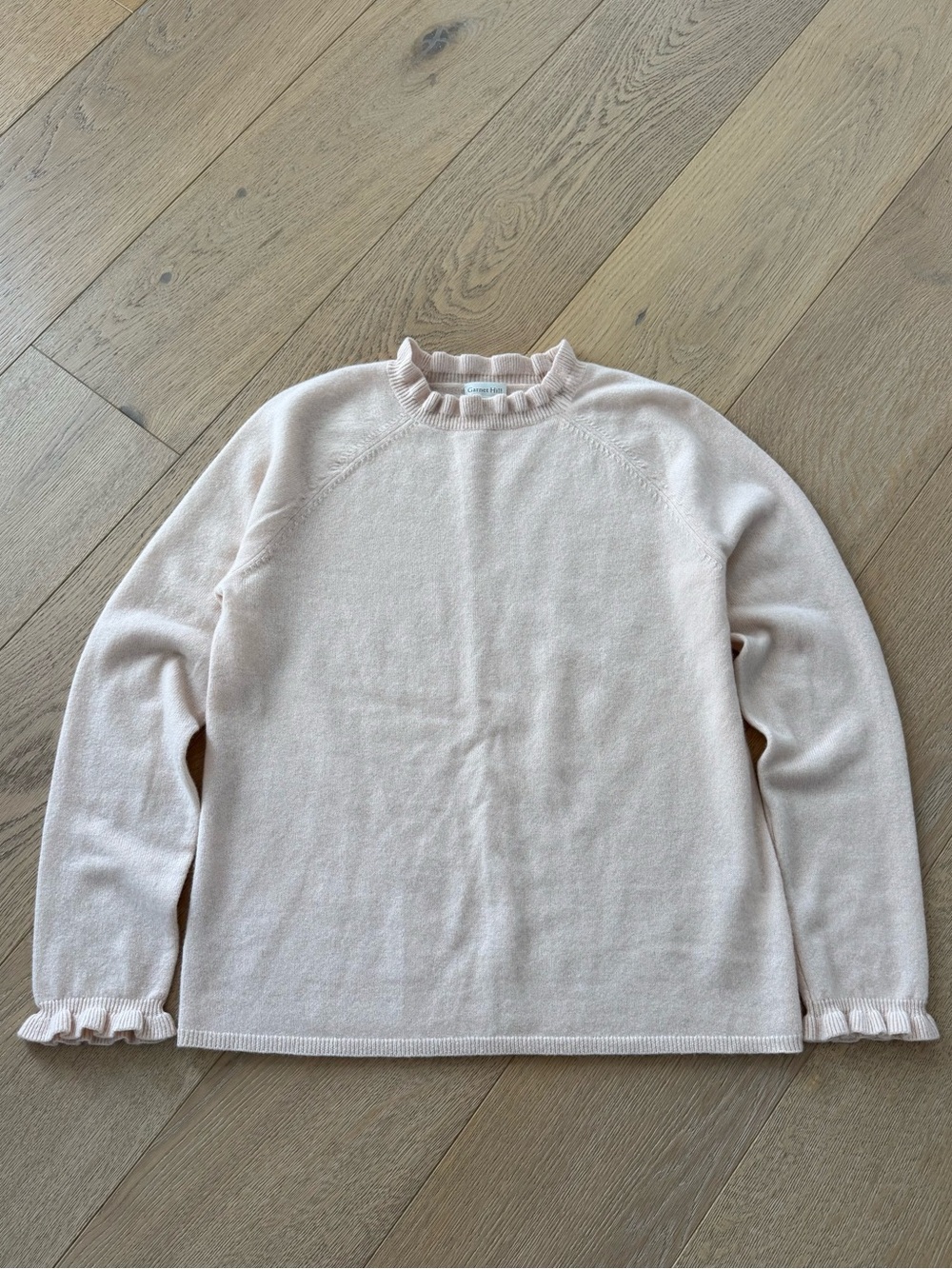 Garnet Hill 100% Cashmere Ruffle-Neck Sweater Size Medium